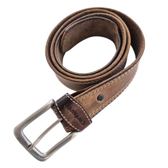 Carhartt Other - Carhartt Work Belt Mens Sz 38 Brown Leather Silver Buckle Outdoor Casual